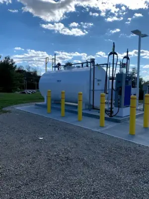 Wide view of the finished fueling area and surrounding access surface.