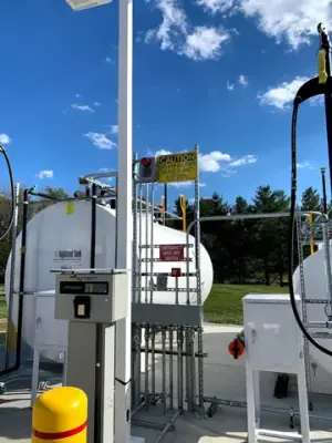 Front view of the installed dispensing equipment.