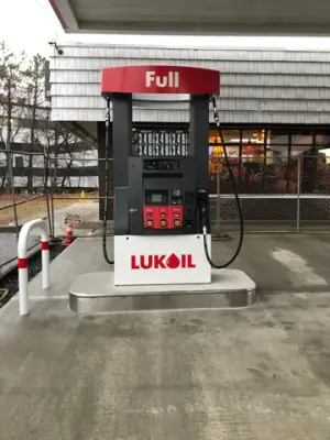 Front of an installed Lukoil fuel dispenser.